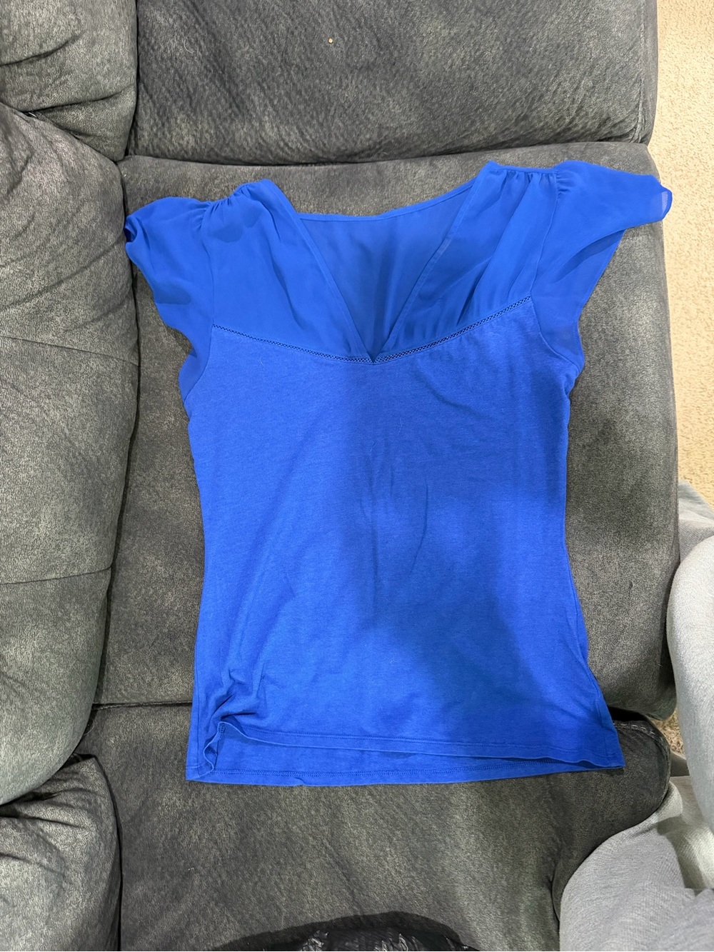 Express Royal Blue V-Neck Flutter Sleeve Camisole